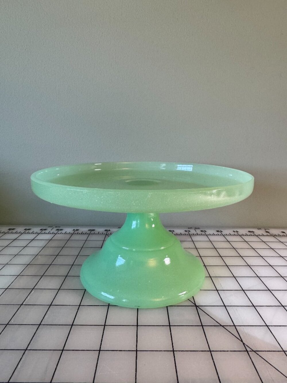 Mosser Jadeite Glass Pedestal Cake Stand Plain & Simple Green Jadite - Picture 12 of 12